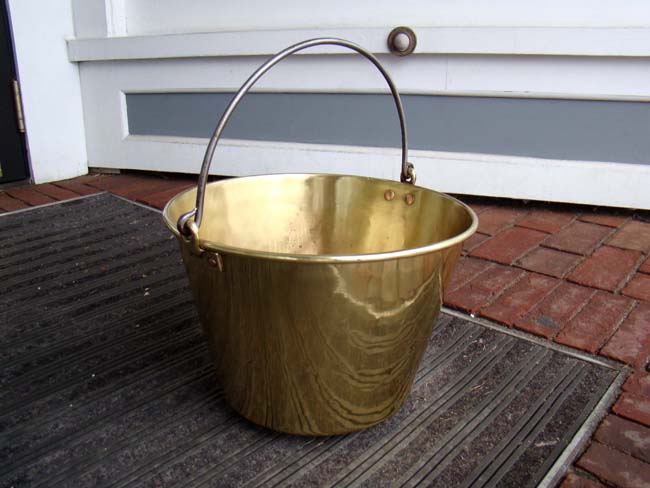A fabulous American "Spun" brass bucket made by Edward Miller & Co., Meriden, CT., dated 1873